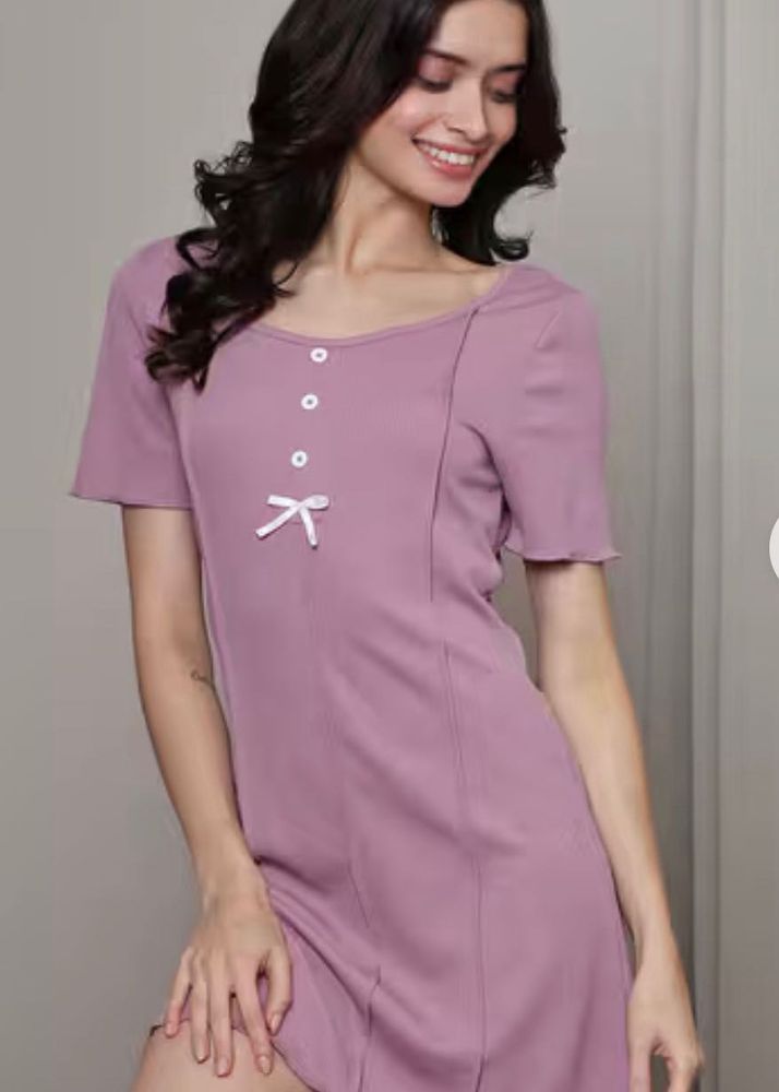 Sweet Pink Button-Up Nightgown