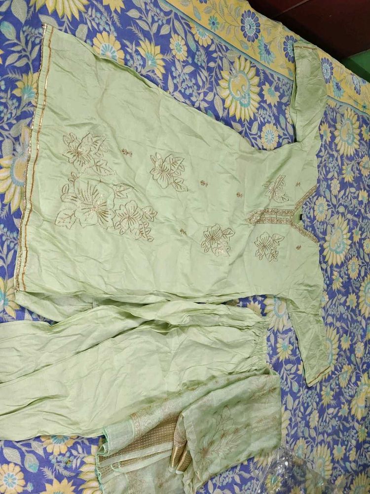 Light Green Embroidered Kurta Set
