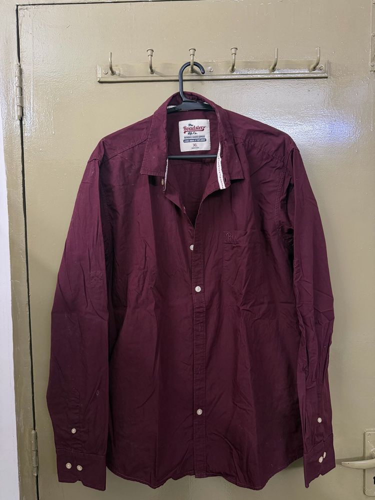 Men's Maroon Casual Shirt