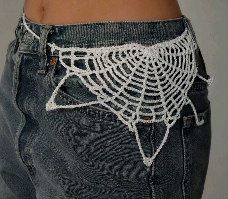 Handmade Crochet Spiderweb Belt