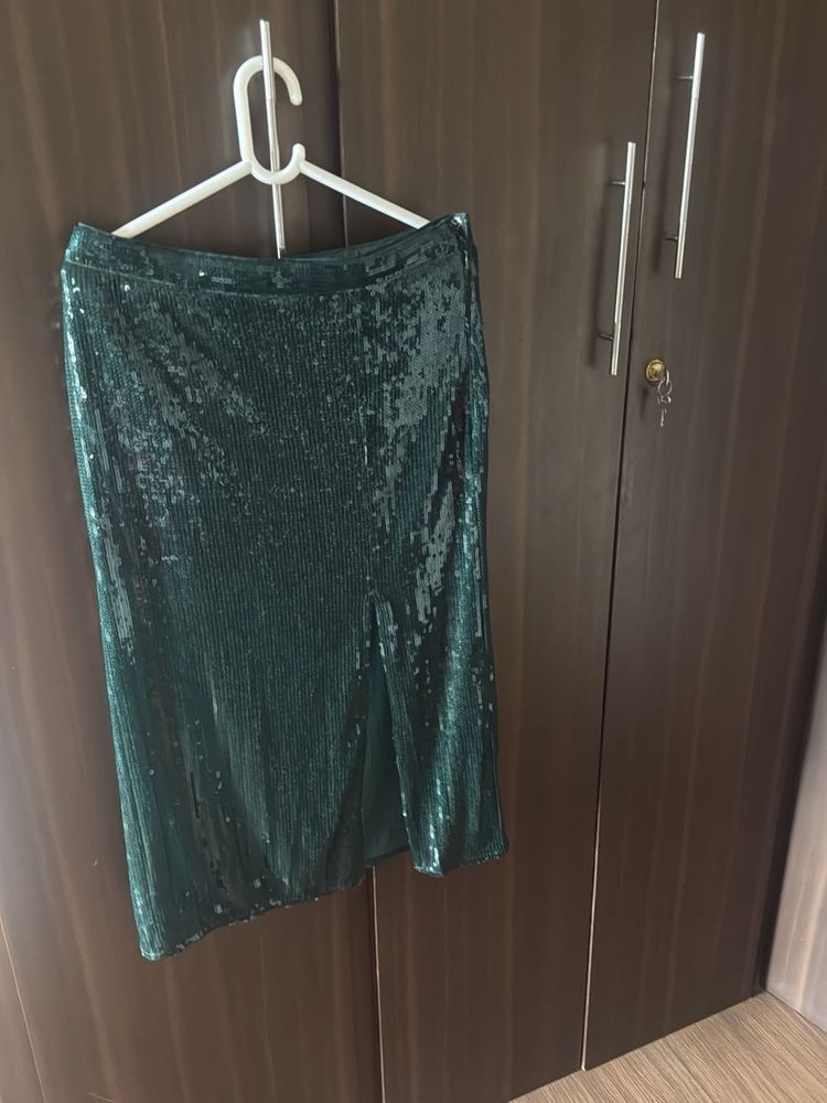 Sparkling Emerald Sequin Skirt