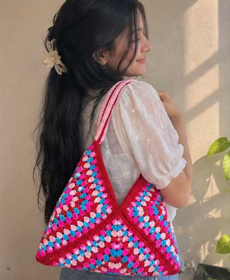 Handmade Crochet Granny Square Bag