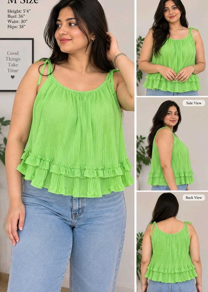 Lime Green Ruffled Camisole Top