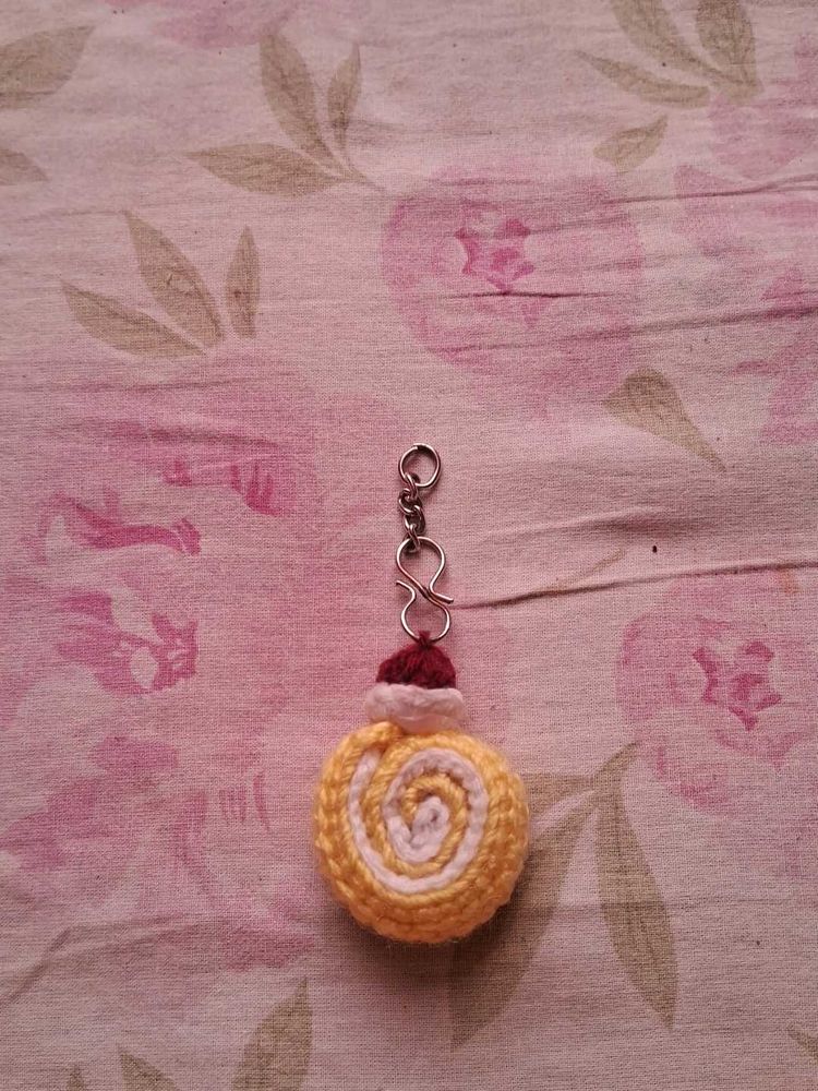 Crocheted Swiss Roll Keychain