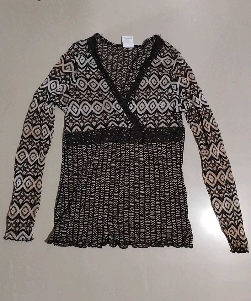Y2K Sheer Long Sleeve Top