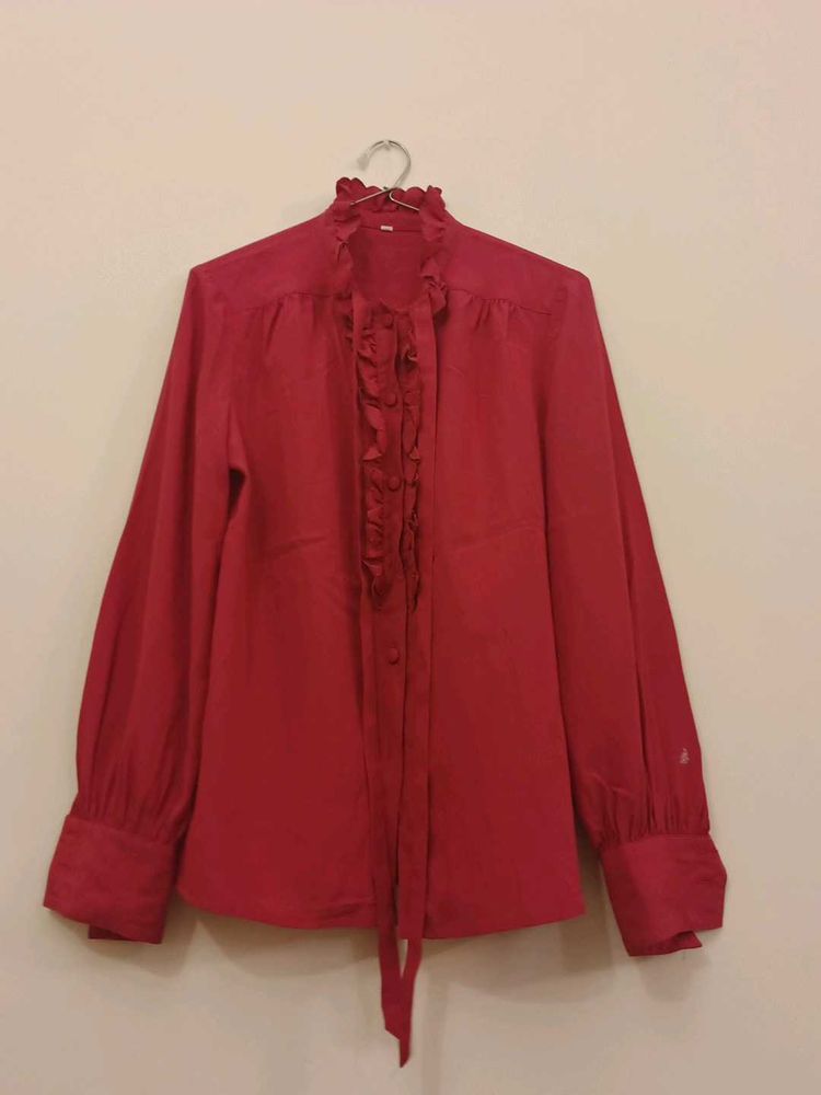 Elegant Hot Pink Ruffled Blouse
