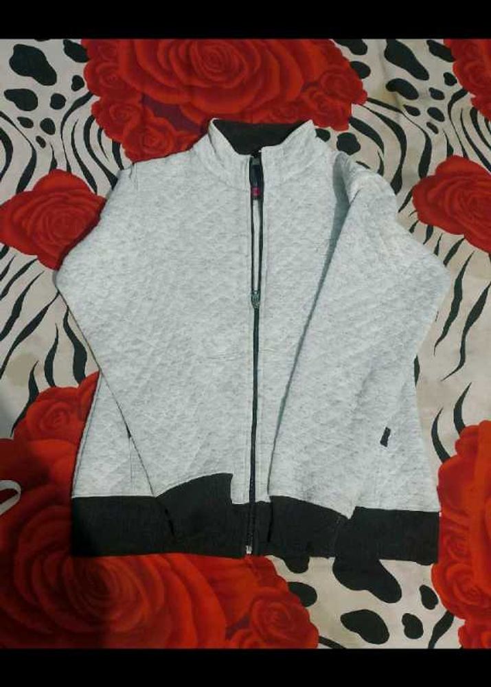Gray Quilted Zip-Up Jacket