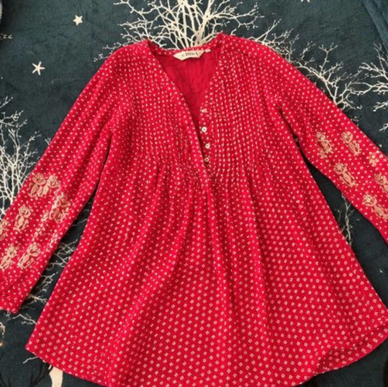 Biba Red Print Tunic Top