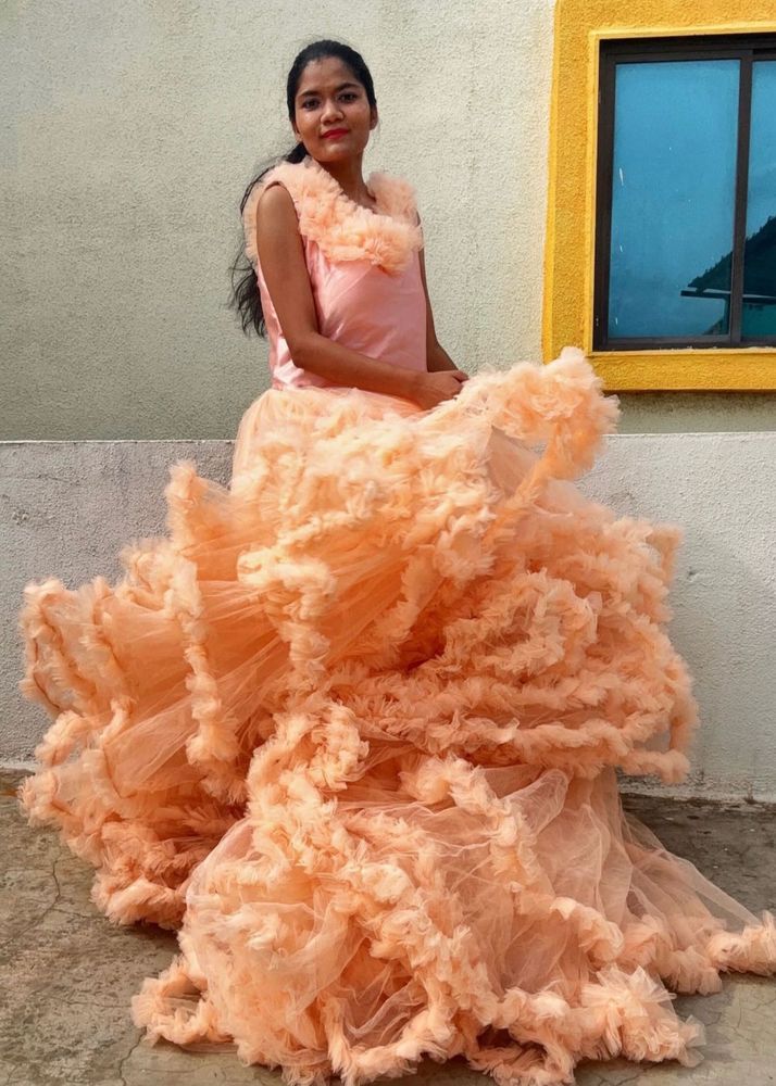 Stunning Peach Ruffle Gown