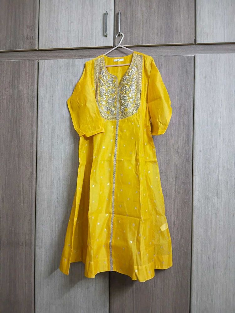 Vibrant Yellow Embroidered Kurta 3 PC set