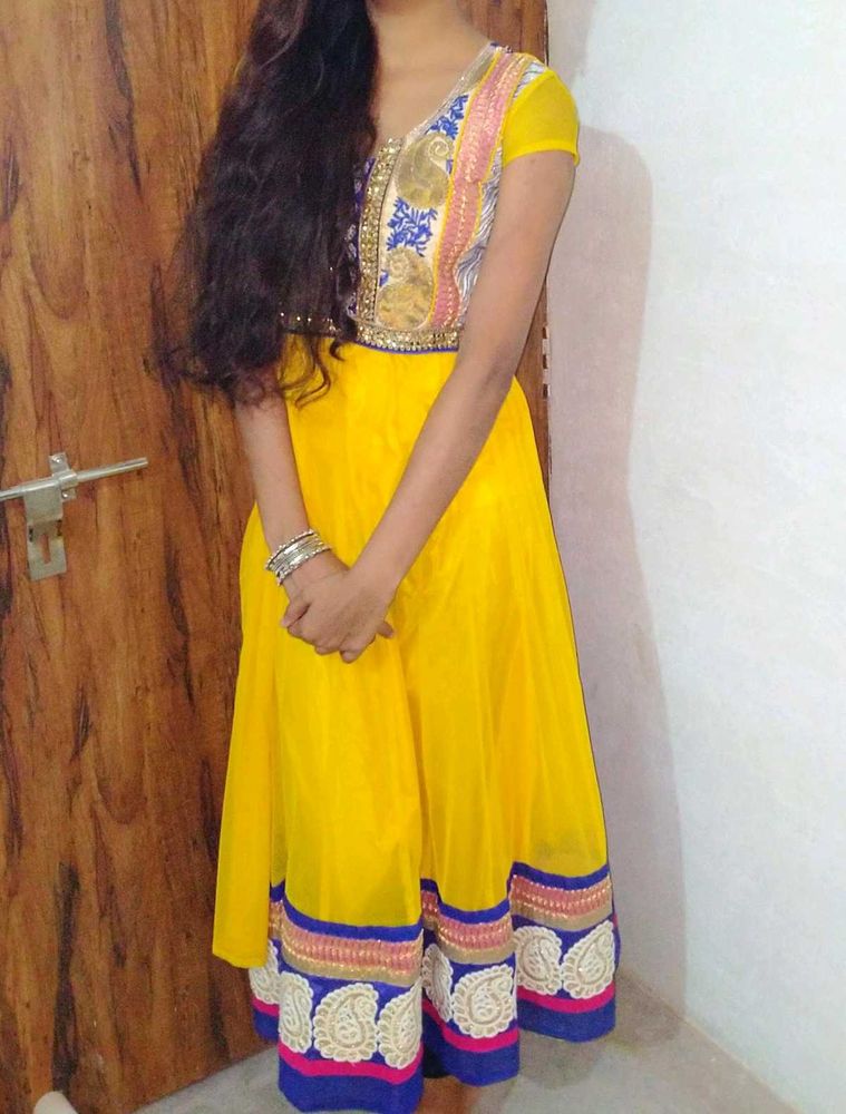 Yellow Embroidered Anarkali Suit