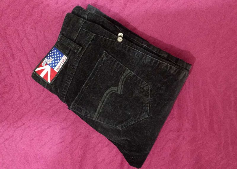 Monte Carlo Black Corduroy Straight Leg Pants