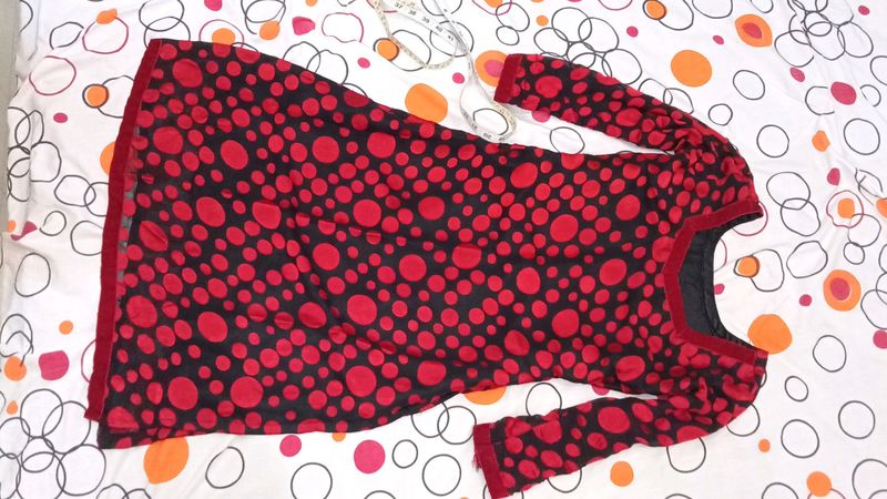 FREE DELIVERY Red And Black 🖤 Kurti ... Stitched