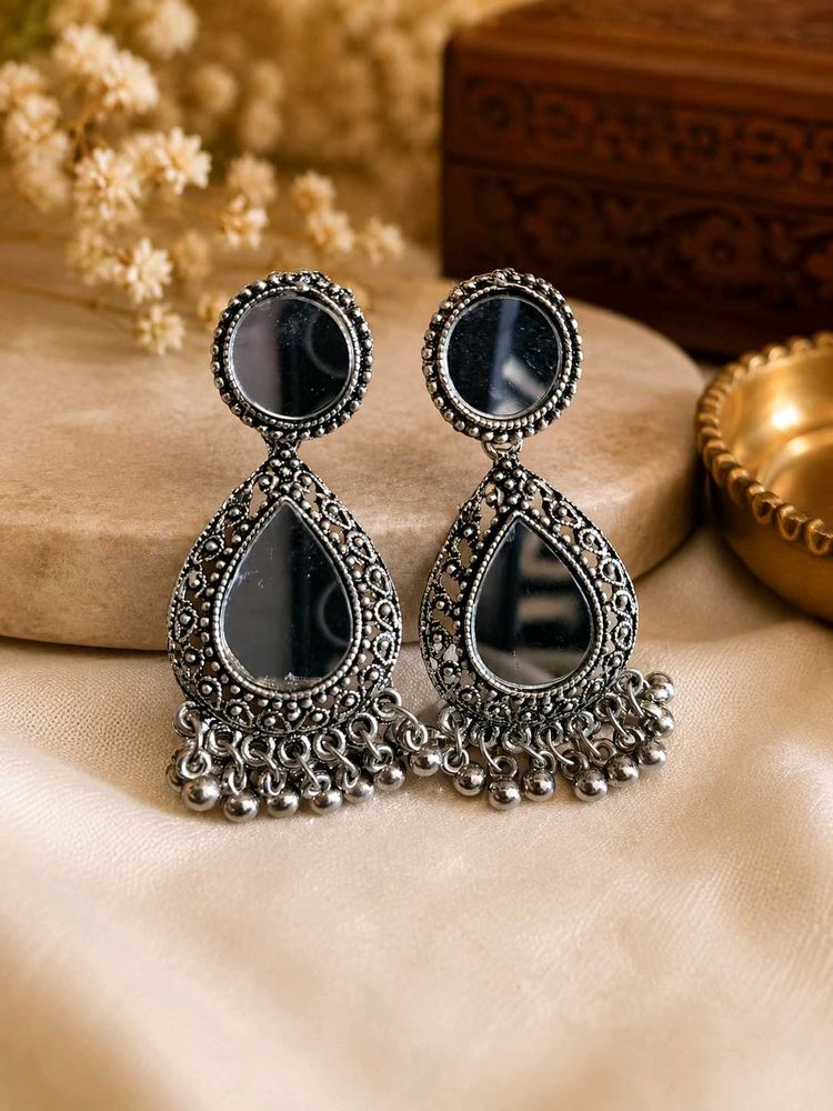 Mirror Work Jhumka Earrings