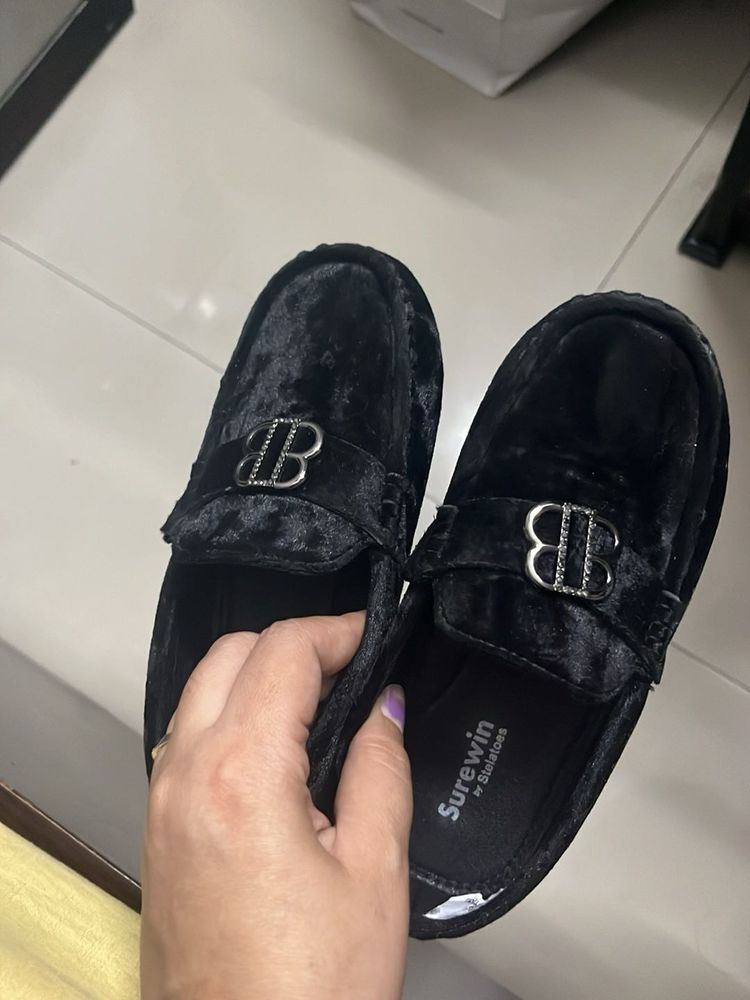 Black Velvet Loafers