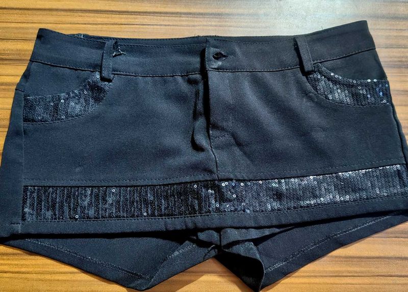 Stylish Black Sequin Shorts
