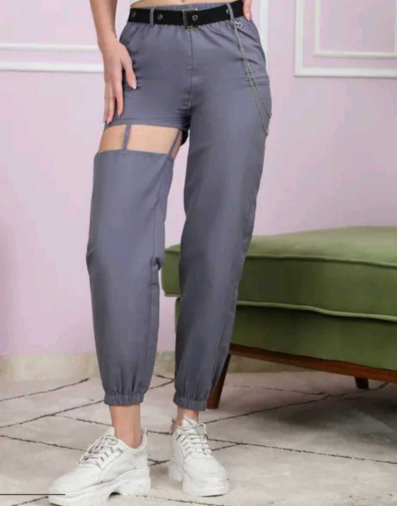 Shein Ankle Length Thigh Cut Out Joggers With Chai