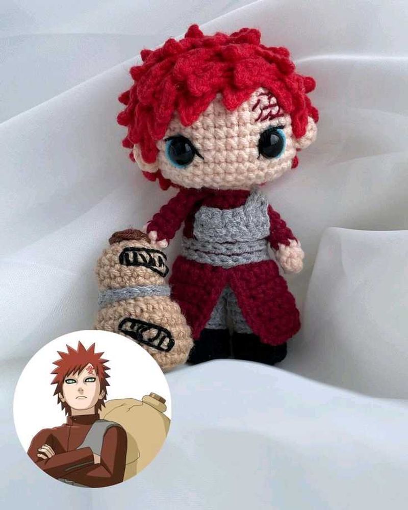 Crocheted Gaara Doll