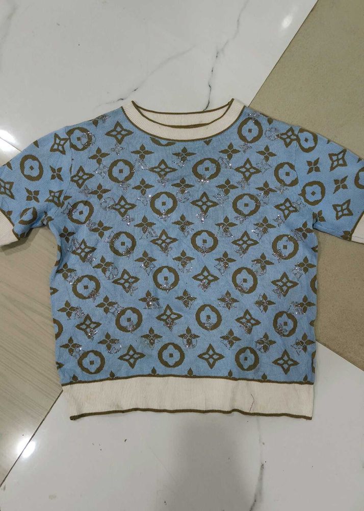 Blue Sweater top louis vuitton lv print