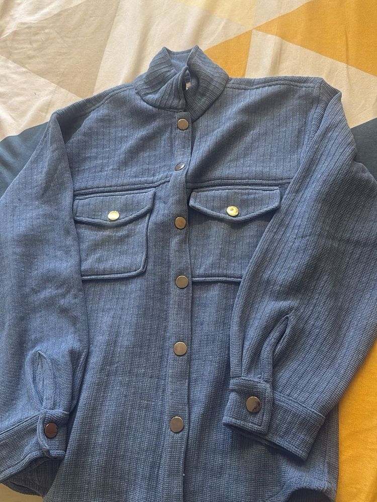 Blue Corduroy Shirt For Light Winters