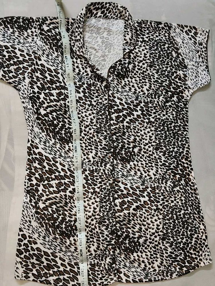 Leopard Print Button-Up Shirt