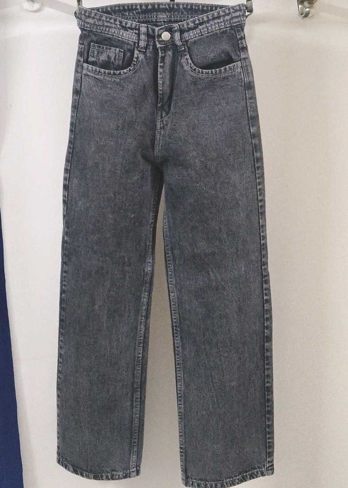 Grey Wash Wide Leg Jeans