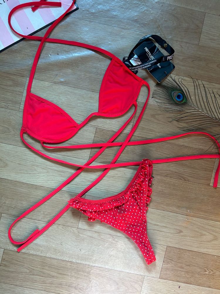 Pretty Little Thing Red Polka Dot Bikini Set
