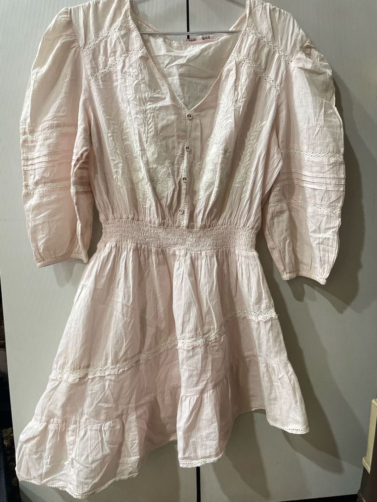 Pink Ruffled Tiered Mini Dress