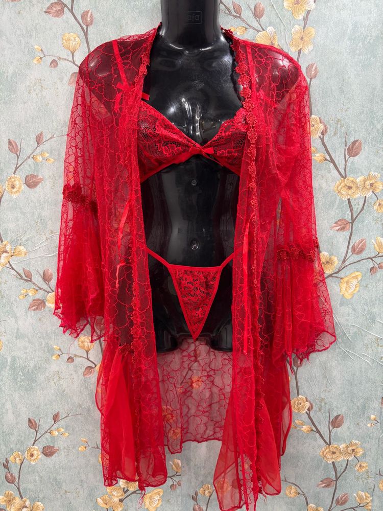 Red Lace Lingerie Set 🍒♥️