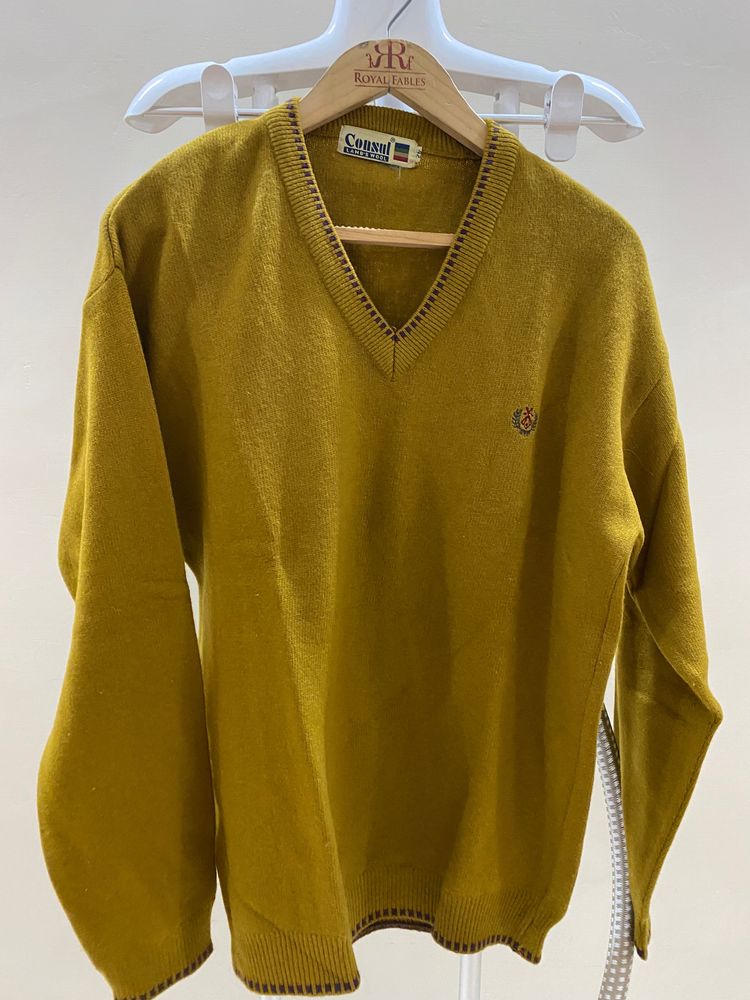 Vintage Mustard Yellow V-Neck Sweater