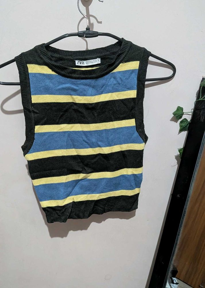 Striped Sleeveless Knit Top