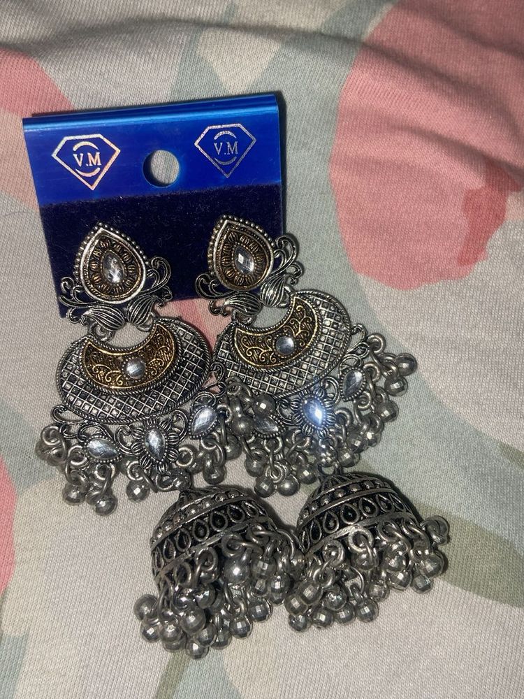 Stylish Oxidized Jhumka Earrings