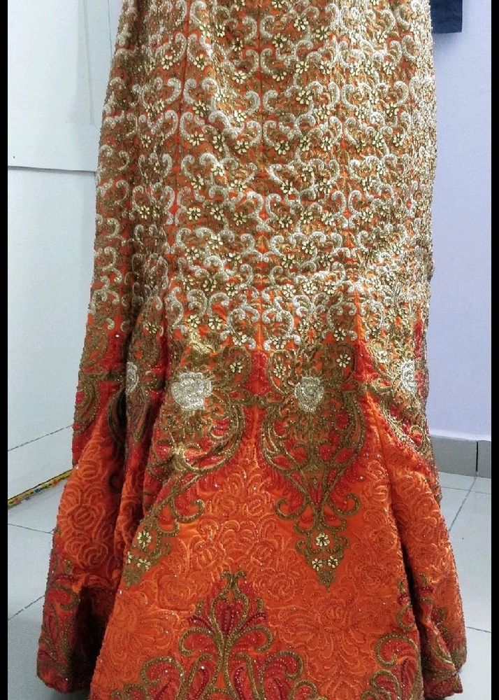 Orange Embellished Lehenga