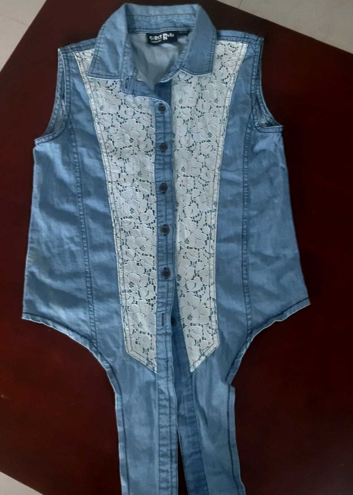 Sleeveless Denim Jacket ( 10-14 yr girls)