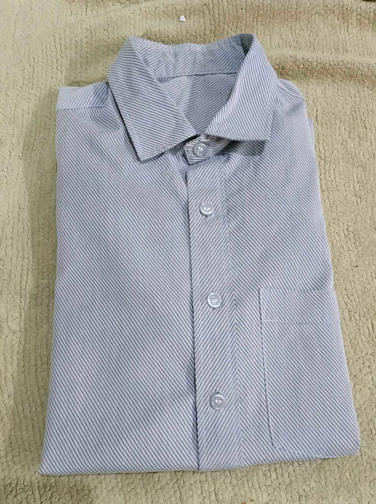 Striped Men's Light Grey Shirt