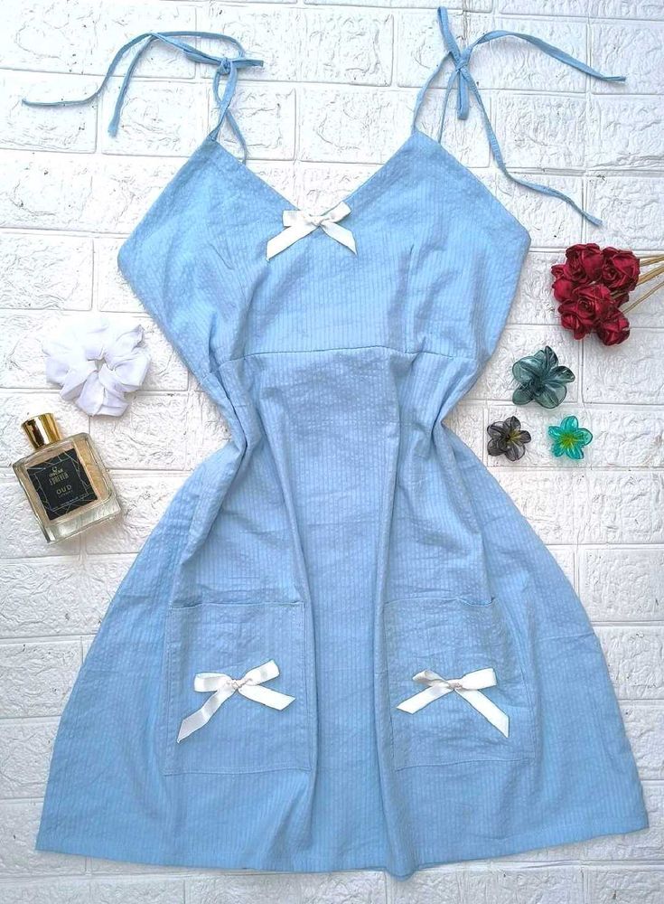Cute Blue Summer Dress with Bows