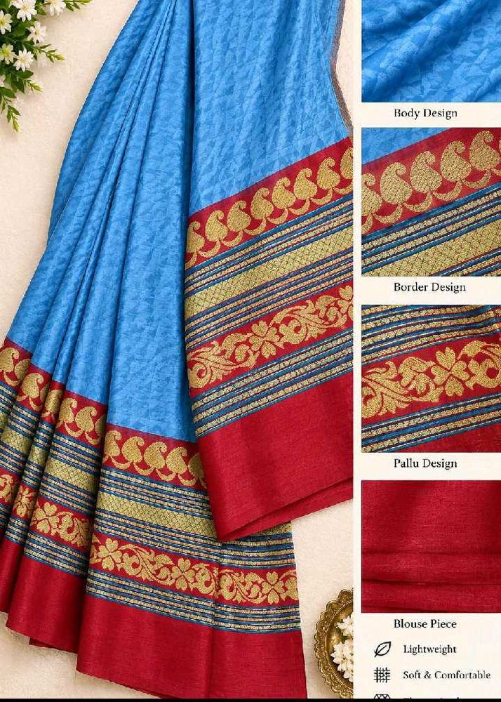 Elegant Blue &amp; Red Saree
