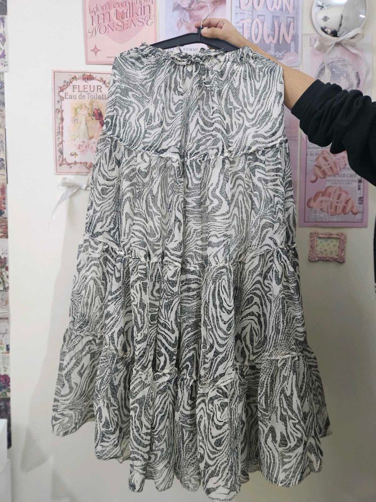 Zebra Print Ruffled Skirt