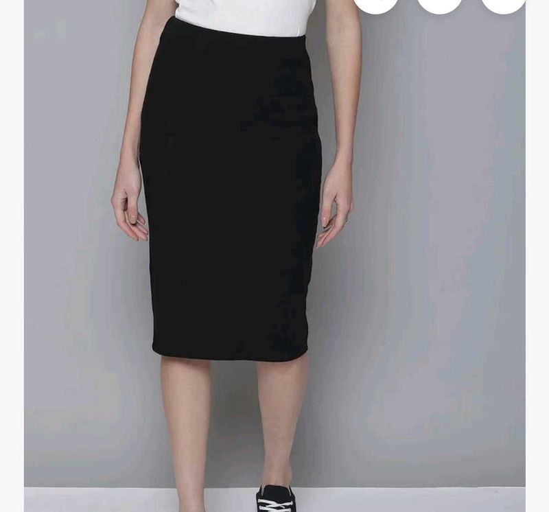Black Casual Pencil Skirt