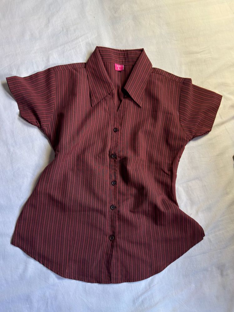 Fitted Striped Button-Up Shirt