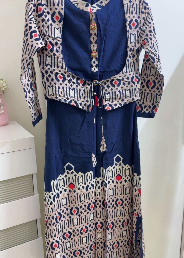 Brand New Navy Blue Long Kurta with Jacket