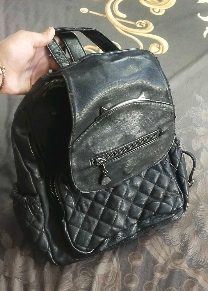Chic Quilted Faux Rexine Backpack