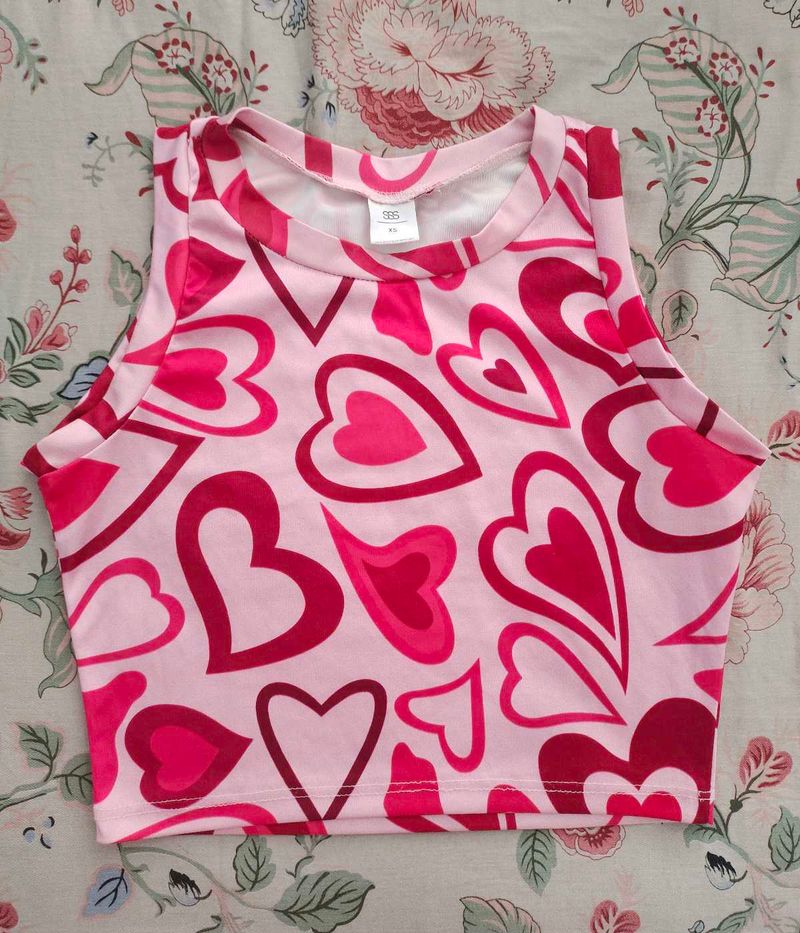 Heart Print Pink Tank Top 💗