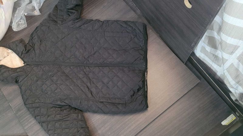 Quilted Black Jacket with Hood