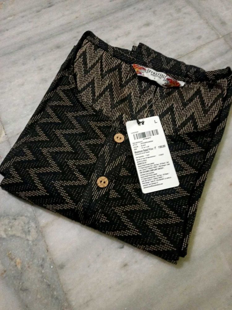 New Black Straight Kurta
