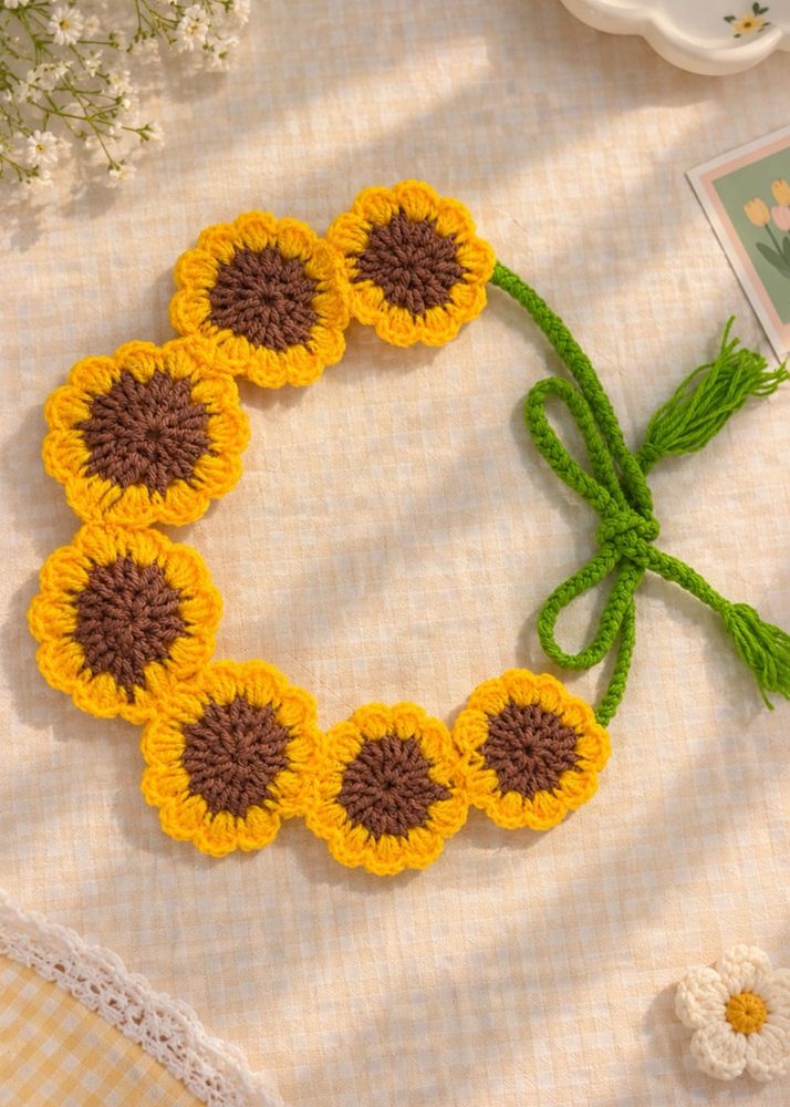 Handmade Crochet Sunflower Headband