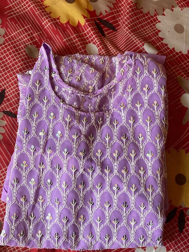 Lavender Embroidered Kurta