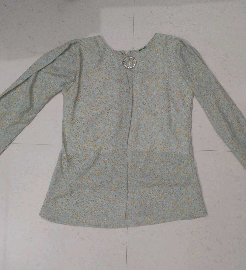 Floral Print Blouse with Embellishment