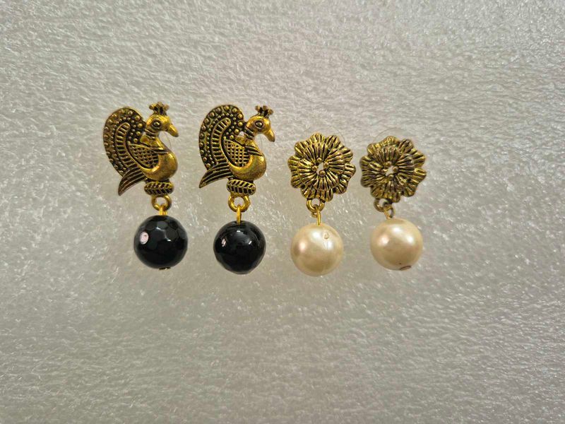 Customized Peacock &amp; Flower Drop Earrings