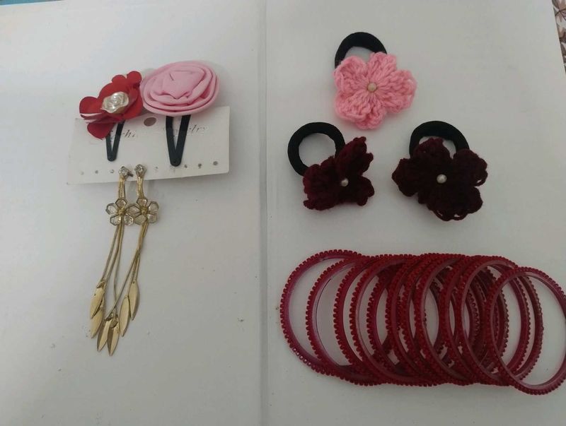 Cute Hair Accessories &amp; Bangles Set